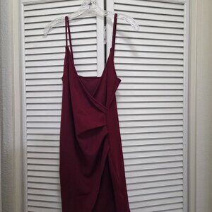 Verdusa Women's Deep V Neck Spaghetti Strap Wrap Asymmetrical Cami Dress